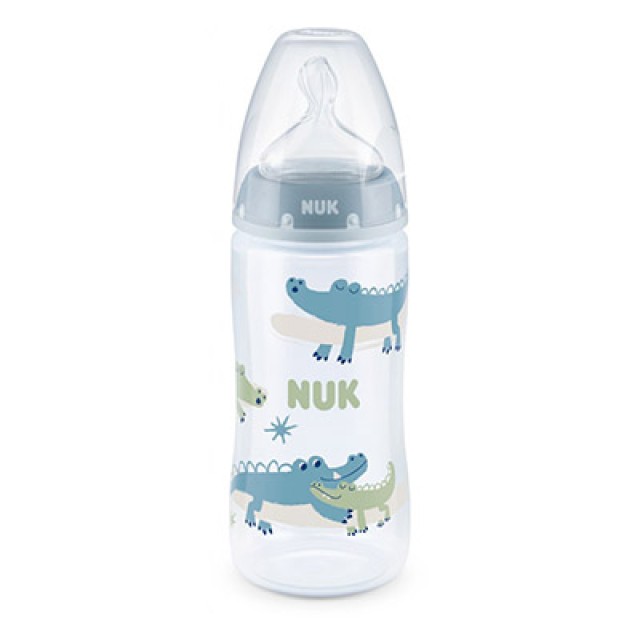 NUK - First Choice+ Μπιμπερό Γαλάζιο με Θηλή Σιλικόνης με Ένδειξη Θερμοκρασίας 6-18m (10.528.127) | 300ml