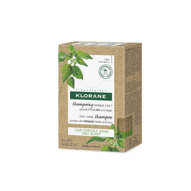KLORANE - Shampoing & Masque 2-in-1 Organic Nettle & Clay | 8x3gr