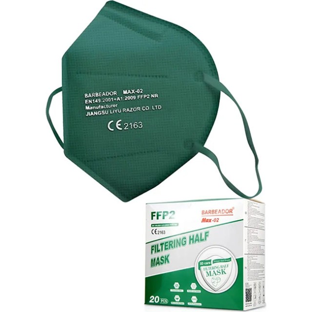 Barbeador Max-02 KN95 3D Care Protective Mask Πράσινο 20τμχ