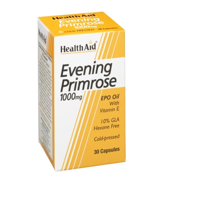 HEALTH AID Evening Primrose Oil 1000mg + Vitamin E vegetarian capsules 30 caps