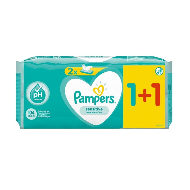 PAMPERS - Sensitive Wipes (1+1 ΔΩΡΟ) | 2x52τμχ