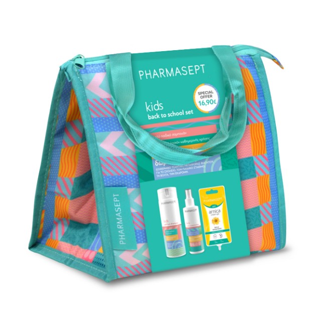 PHARMASEPT - Kids Soft Hair Shampoo (300ml) & Kids X-Lice Protective Lotion (100ml) & Aid Arnica Cream Gel (15ml) & Lunch Bag