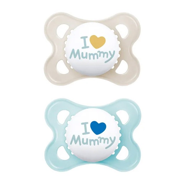 MAM - Ι Love Mummy & Daddy Πιπίλα Σιλικόνης 2-6m Boy (115SB2) | 2τμχ