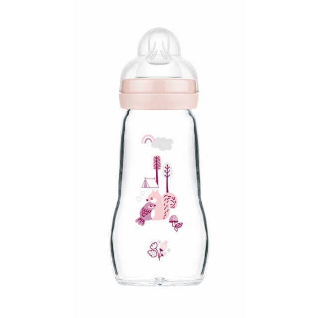 MAM - Feel Good Premium Glass Γυάλινο Μπιμπερό 2m+ Girl (375SG) | 260ml