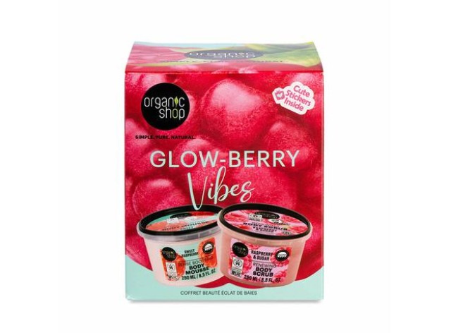 Organic Shop Σετ Δώρου Organic Shop Basic Glow-Berry Vibes, Scrub Σώματος με Βατόμουρο & Ζάχαρη 250ml & Body Mousse με Βατόμουρο 250ml