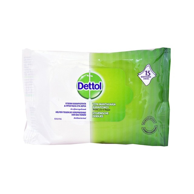 DETTOL - Αντιβακτηριδιακά Υγρά Μαντηλάκια για τα Χέρια | 15τμχ