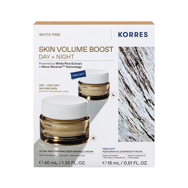 Korres Promo White Pine Ultra Replenishing Deep Wrinkle Κρέμα Ημέρας για Αναπλήρωση Όγκου 40ml & Δώρο Restorative Overnight Facial Κρέμα Νύχτας 15ml