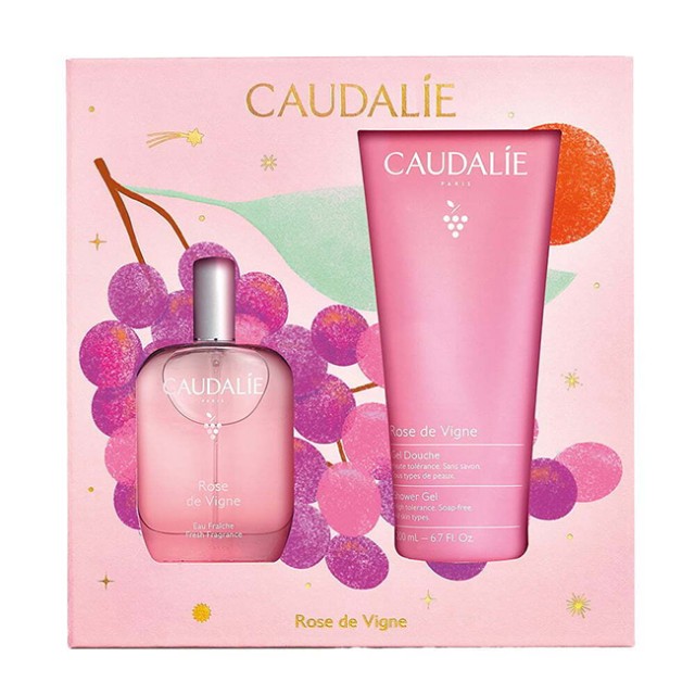 Caudalie Xmas Promo με Rose de Vigne Shower Gel Απαλό Αφρόλουτρο με Άρωμα Τριαντάφυλλο, 200ml, & Fresh Fragrance Γυναικείο Άρωμα, 50ml