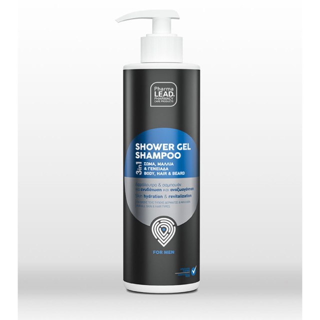 Pharmalead - Shower Gel Shampoo For Men 3in1 Σαμπουάν & Αφρόλουτρο για Σώμα, Μάλλια & Γενειάδα 500ml