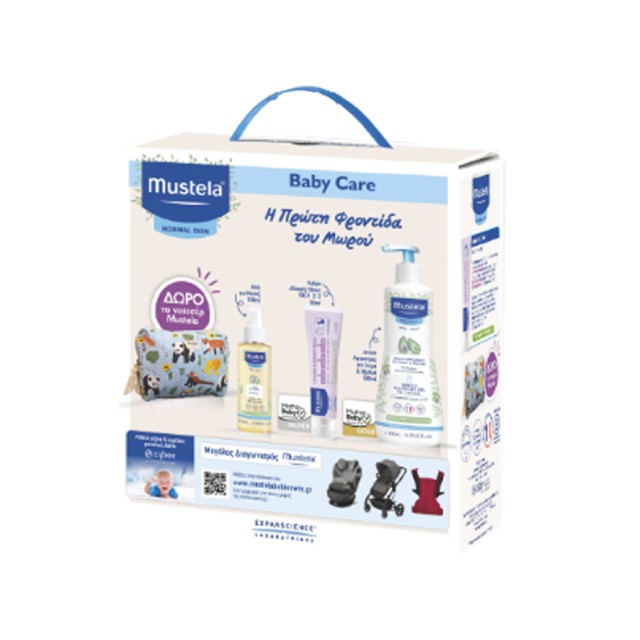 MUSTELA - Gentle Cleansing Gel Hair and Body (500ml) & 123 Vitamin Barrier Cream (50ml) & Baby Oil Spray (100ml)