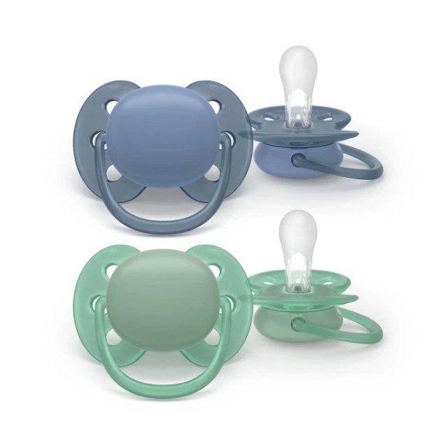 Philips Avent Ultra Soft Ορθοδοντική Πιπίλα Σιλικόνης Μπλε/Πράσινο 6-18m, 2 τεμάχια