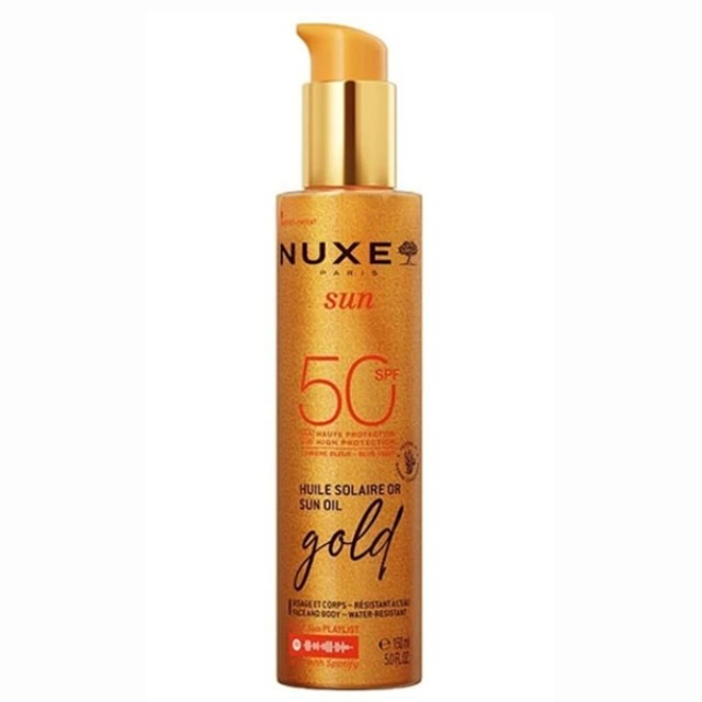 NUXE - Sun Oil Gold Ιριδίζον Αντηλιακό Λάδι Προσώπου & Σώματος SPF50, 150ml