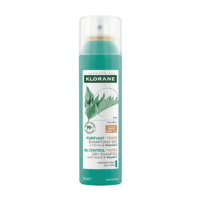 Klorane Dry Shampoo with Nettle Oil Control Ξηρό Σαμπουάν με Τσουκνίδα για Καστανά-Σκούρα Λιπαρά Μαλλιά 150ml