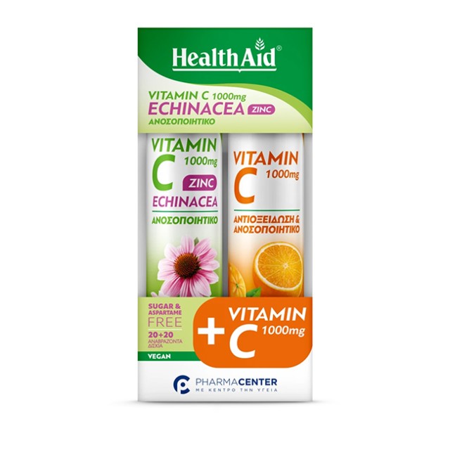 Health Aid Promo Vitamin C Echinacea Zinc, 20 Αναβράζοντα Δισκία & Vitamin C 1000mg, 20 Αναβράζοντα Δισκία