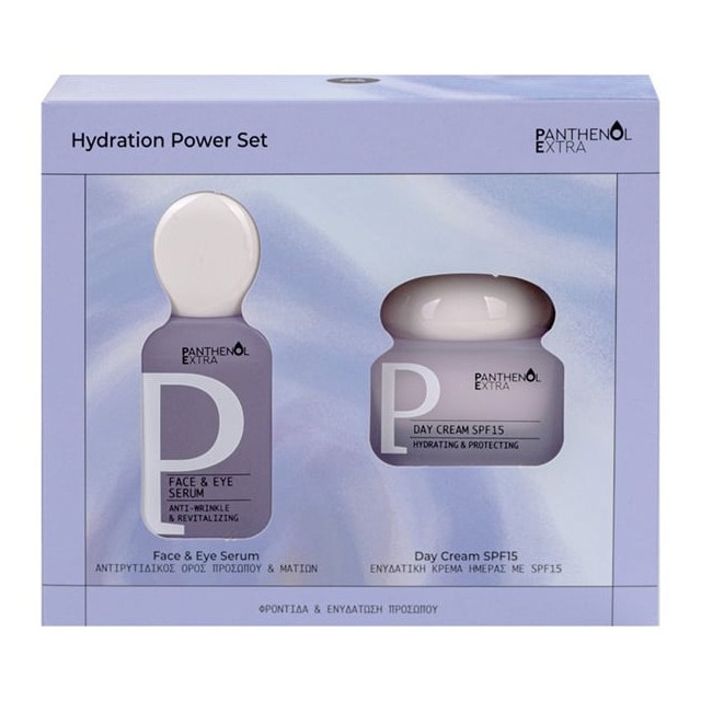 Panthenol Extra Promo Hydration Power Set Ορός Προσώπου & Ματιών 30ml & Κρέμα Ημέρας SPF15 50ml