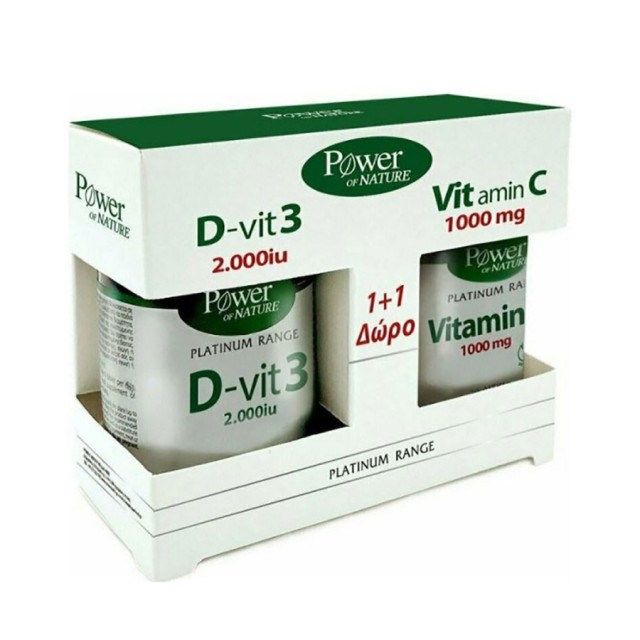 POWER HEALTH - Platinum Range D-vit3 2000iu (60 caps) & Platinum Range Vitamin C 1000mg  (20 caps)