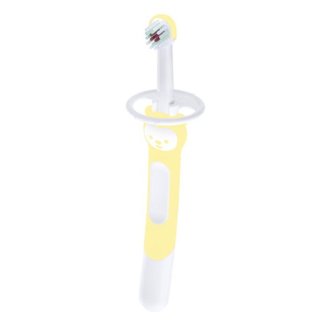 MAM - Training Brush Εκπαιδευτική οδοντόβουρτσα με ασπίδα προστασίας Κίτρινη 5m+ | 1τμχ