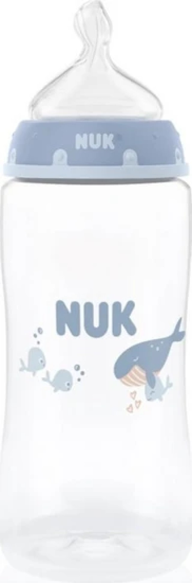 Nuk First Choice+ Πλαστικό Μπιμπερό με Θηλή Σιλικόνης 3+ Μηνών Whale Light Blue,300ml