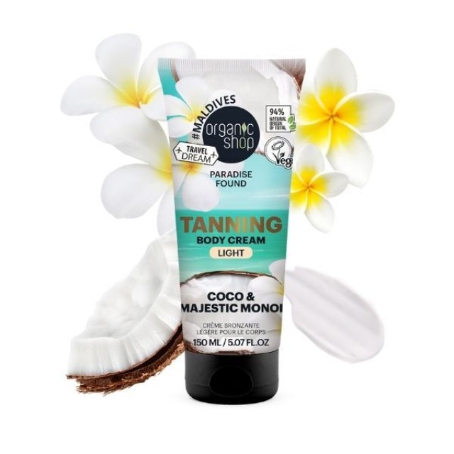 Organic Shop by Natura Siberica Paradise Found Coco & Majestic Monoi Tanning Αυτομαυριστική Κρέμα Σώματος Light, 150ml