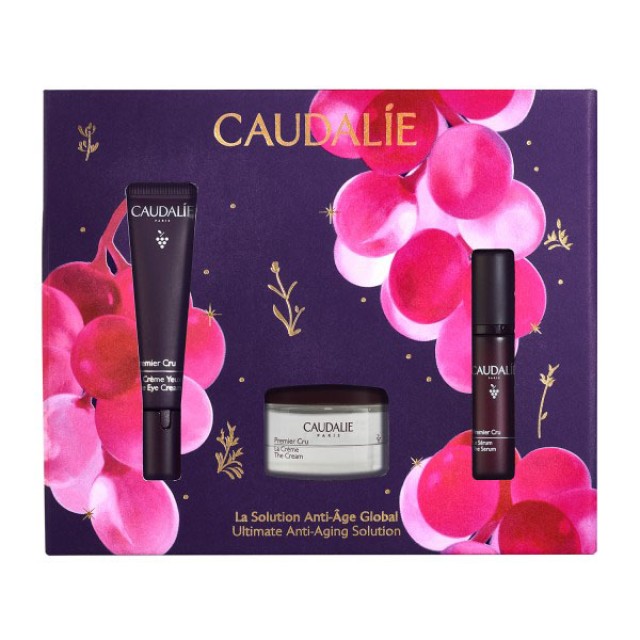 Caudalie Ultimate Anti-Aging Solution Set with Premier Cru The Serum, 10ml & The Eye Cream, 15ml & The Cream, 15ml