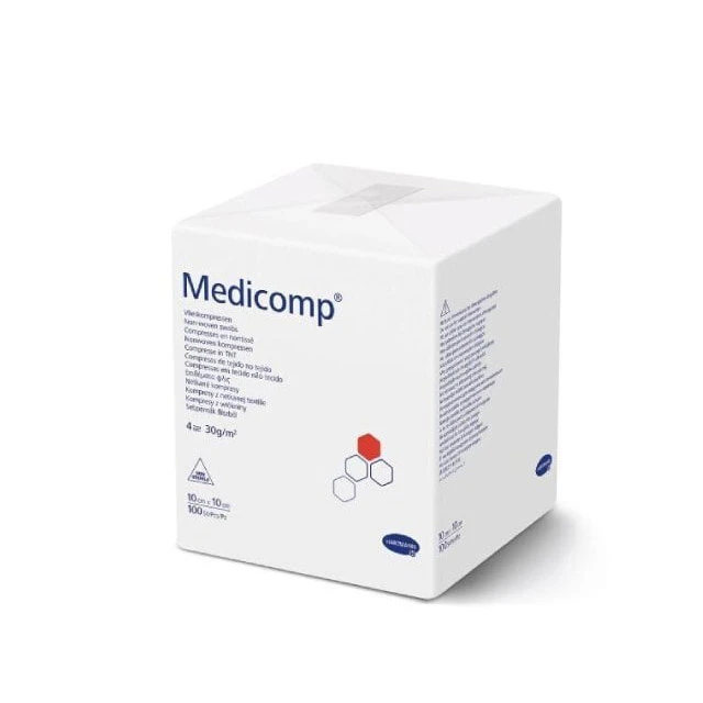 Hartmann Medicomp Μη υφασμένη υπεραπορροφητική αποστειρωμένη γάζα 10cmx10cm 100τμχ