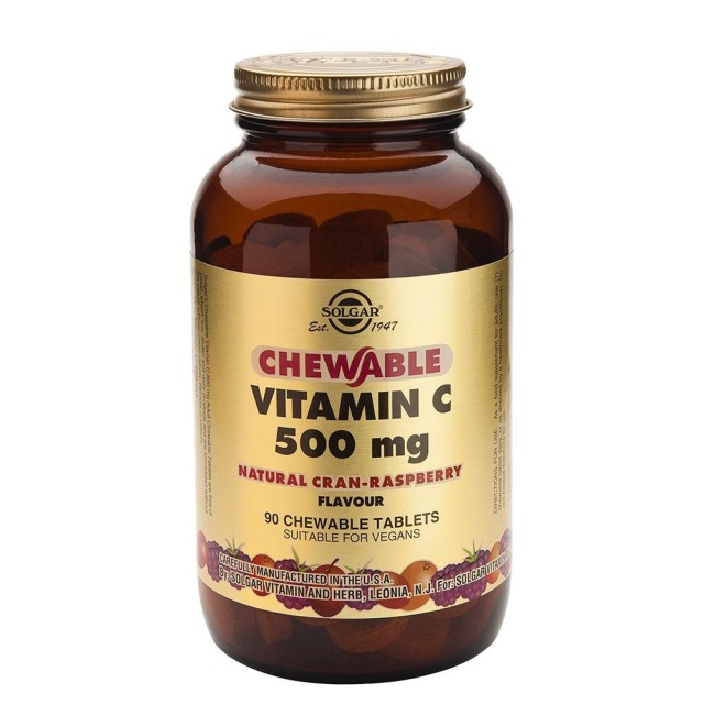 SOLGAR - Chewable Vitamin C 500 mg Natural Cran- Raspberry Flavour | 90 tabs
