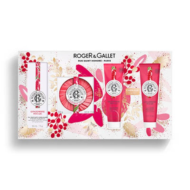 ROGER&GALLET - Set Gingembre Rouge Eau parfumée bienfaisantel (30ml) & Gingembre Rouge Soap (100gr) & Gingembre Rouge Shower Gel (50ml) & Gingembre Rouge Body Lotion (50ml)