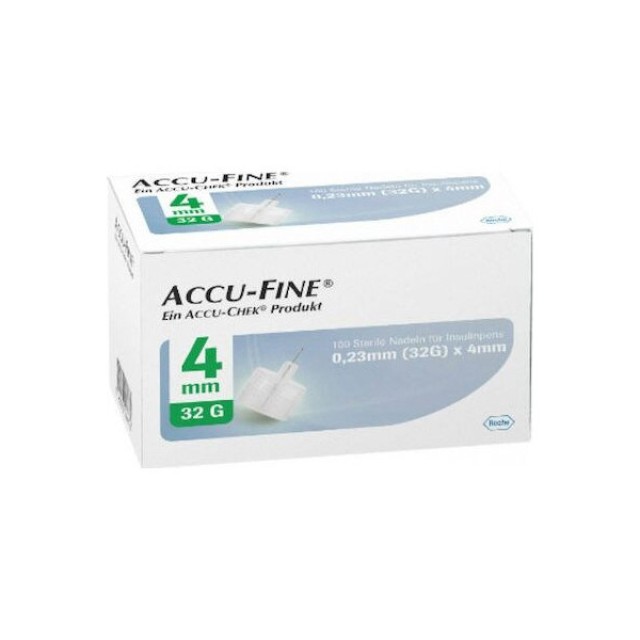 Roche Accu-Fine Βελόνες Ινσουλίνης 32Gx4mm 100τμχ