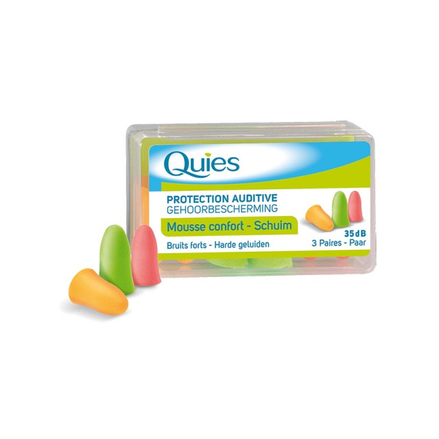 QUIES - Mousse Confort Foam Earplugs | 3 Ζεύγη