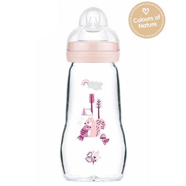 MAM - Feel Good Forest Γυάλινο Μπιμπερό Pink 2m+ (377S) | 260ml