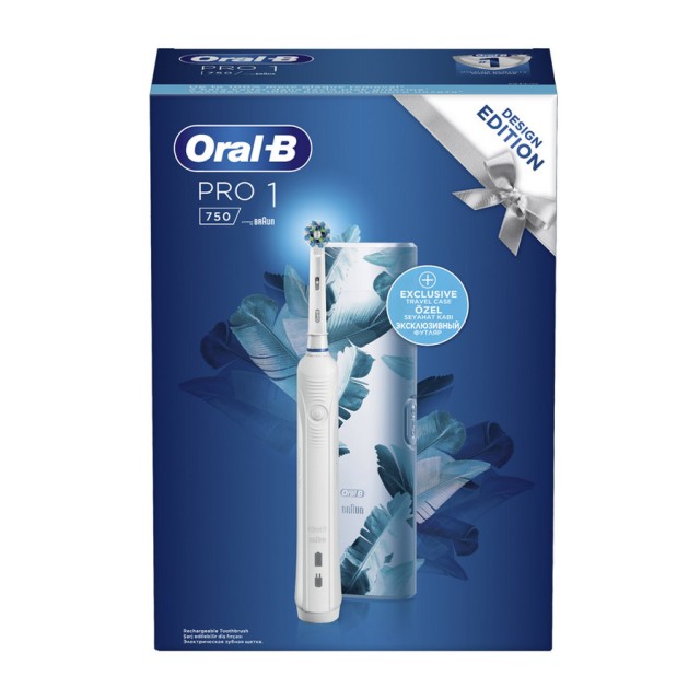 ORAL-B -  Pro 1 750 White Design Edition και Θήκη Ταξιδίου | 1τεμ