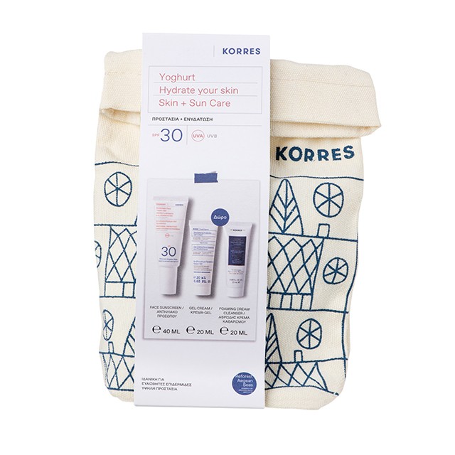 KORRES - Promo Yoghurt Sunscreen Face Cream-Gel SPF30 (40ml) & ΔΩΡΟ Greek Yoghurt Nourishing Probiotic Gel Cream (20ml) & Foaming Cream Cleanser (20ml)