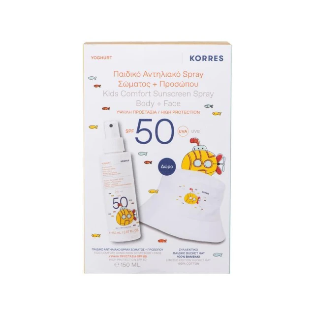 Korres Γιαούρτι Παιδικό Αντηλιακό Spray Σώματος & Προσώπου SPF 50 150ml + Καπέλο