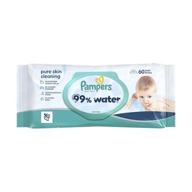 Pampers 99% Water Baby Wipes - Βρεφικά Μωρομάντηλα, 60 τεμάχια