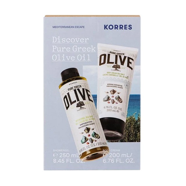 KORRES - Discover Pure Greek Olive Oil Sea Salt Shower Gel (250ml) & Body Cream (200ml)