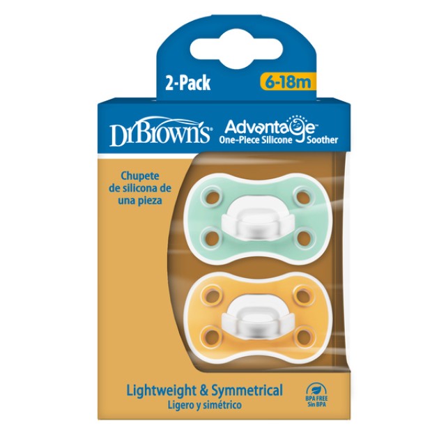 Dr. Browns Πιπίλες Advantage One-Piece 2τεμ. 6-18 Μηνών Unisex