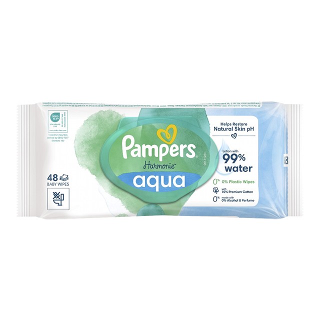 Pampers - Harmonie Aqua Baby Wipes 0% Plastic 48τμχ