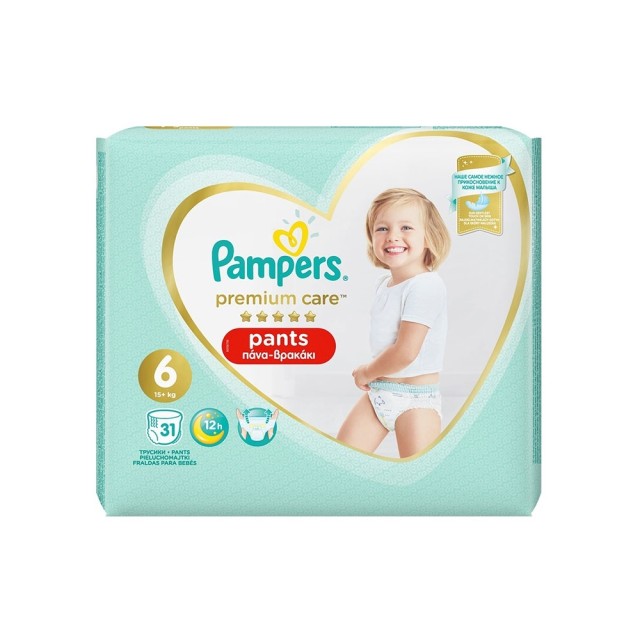 PAMPERS - Premium Care Pants Πάνες-Βρακάκι No.6 (15+kg) | 31τμχ