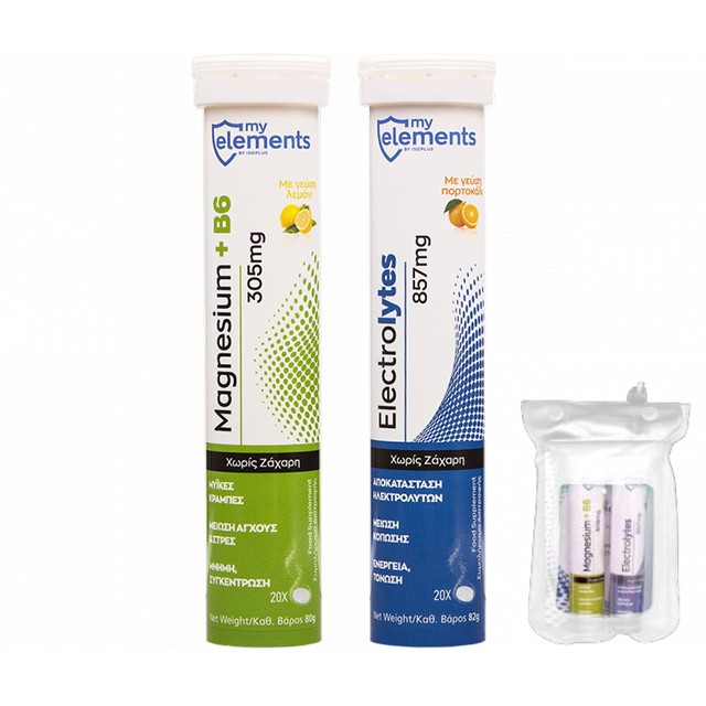MY ELEMENTS - Promo Magnesium + B6 305mg (20efftabs) & Electrolytes 857mg (20efftabs) & Mini Bag