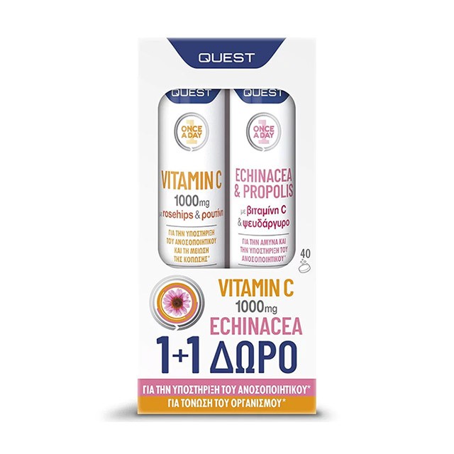 QUEST - Vitamin C 1000mg Rosehips & Routine (20eff.tabs) & Echinacea & Propolis (20eff.tabs)