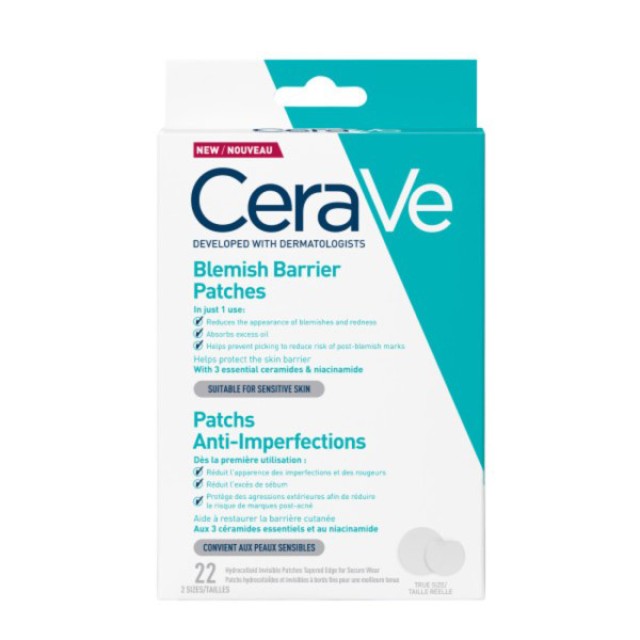 CeraVe Blemish Barrier Patches, Αυτοκόλλητα Επιθέματα Κατά Των Ατελειών, 22 τεμάχια