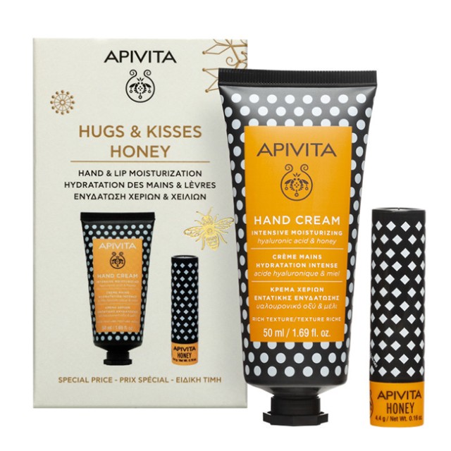 Apivita Promo Hugs & Kisses Honey Κρέμα Χεριών με Υαλουρονικό Οξύ & Μέλι 50ml & Lip Care Μέλι 4,4g