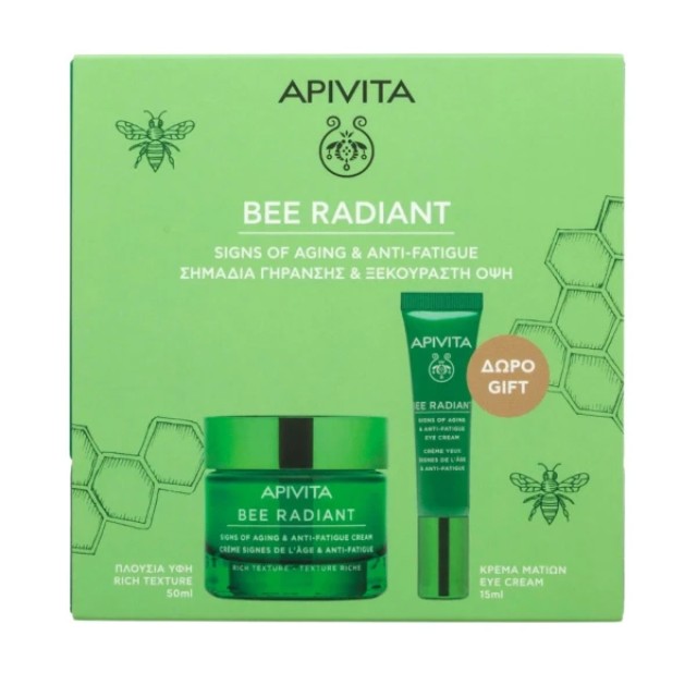 Apivita - Promo Bee Radiant Signs of Aging & Anti-Fatigue Cream Rich Texture 50ml & Eye Cream 15ml