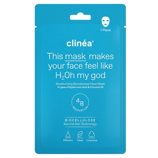 Clinea - Moisturizing Biocellulose Face Mask Μάσκα Προσώπου για Ενυδάτωση 1τμx