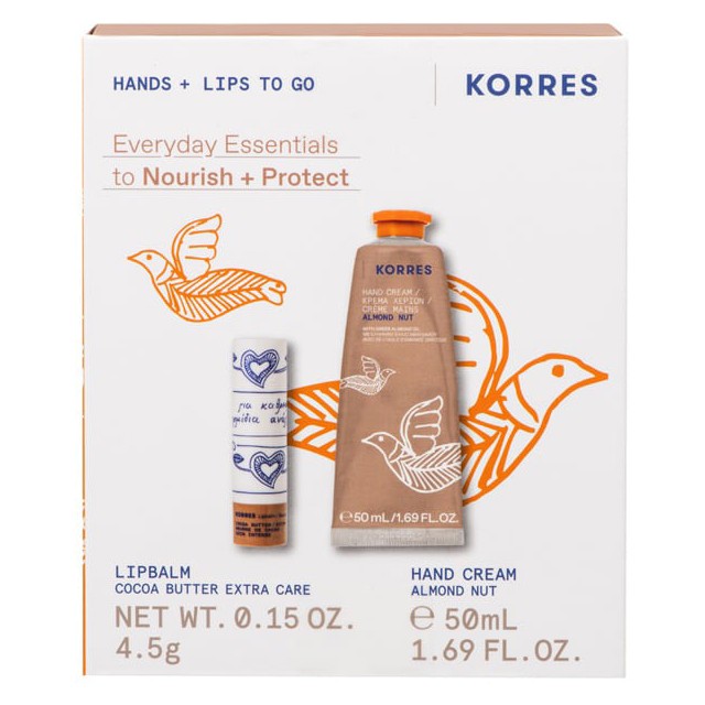 Korres Promo Hands & Lips to Go Σετ Καθημερινής Θρέψης & Ενυδάτωσης για Χέρια & Χείλη με Almond Nut Κρέμα Χεριών 50ml & Balm Χειλιών με Βούτυρο Κακάο 4.5g