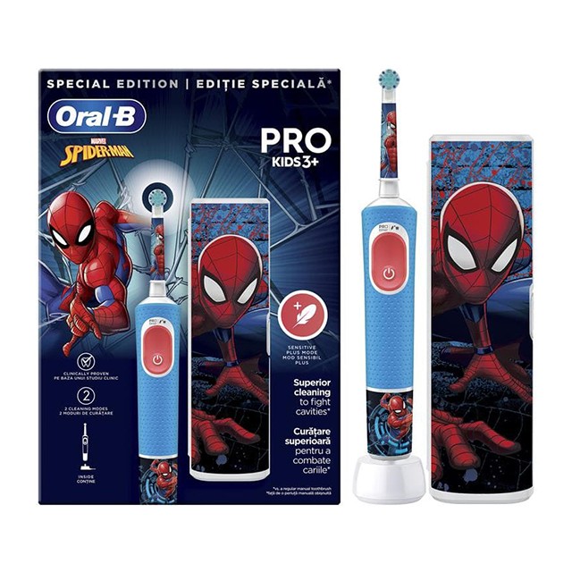 ORAL B - Pro Kids Spiderman (1Tτμχ) & ΔΩΡΟ Travel Case για 3+ years (1τμχ)