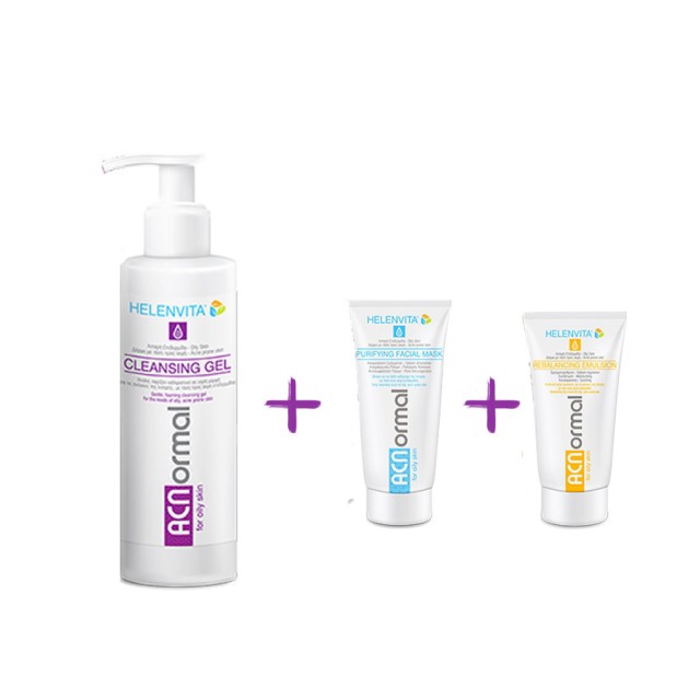 HELENVITA - ACNormal Cleansing Gel (200ml) & Δώρο ACNormal Rebalancing Emulsion (20ml) & ACNormal Purifying Facial Μask (20ml)