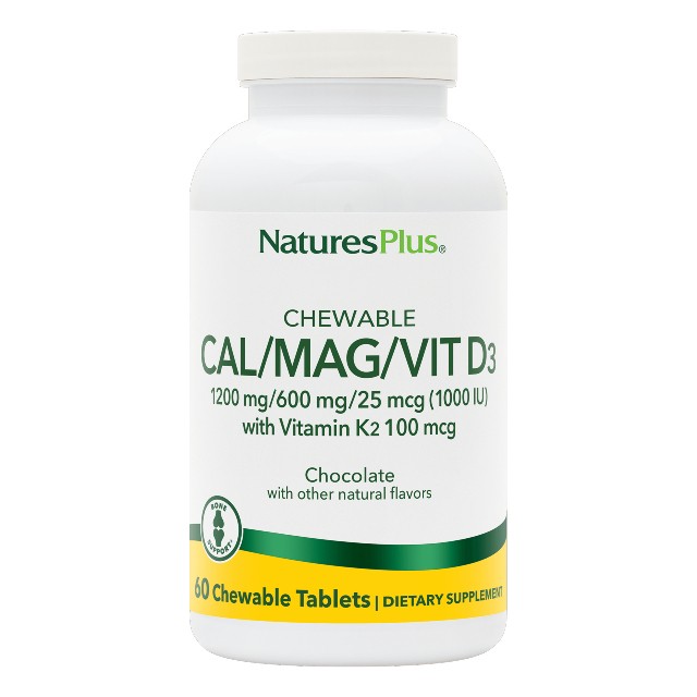 Natures Plus Cal/Mag/Vit. D3/Vit. K2 Chewable Chocolate 60 chew.tabs