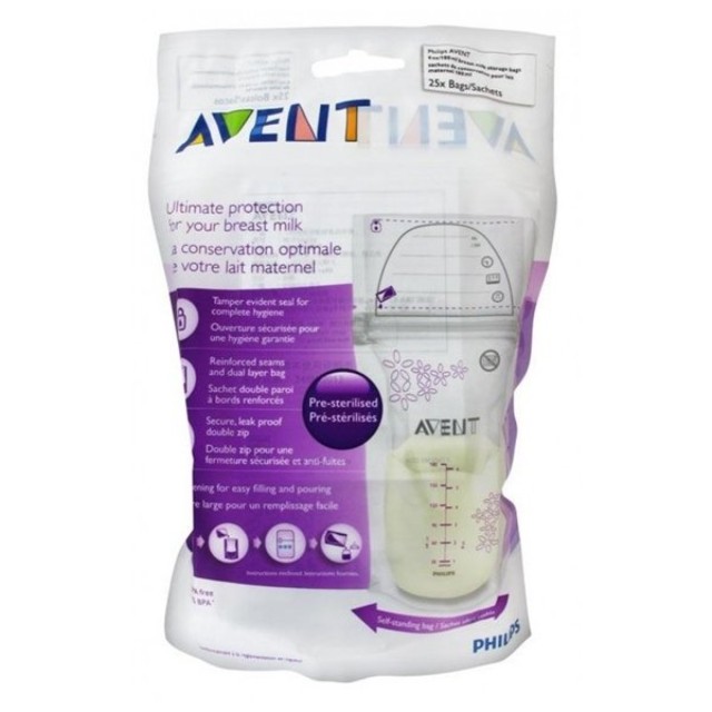 AVENT - Σακουλάκια Αποθήκευσης Μητρικού Γάλακτος 180ml | 25τμχ