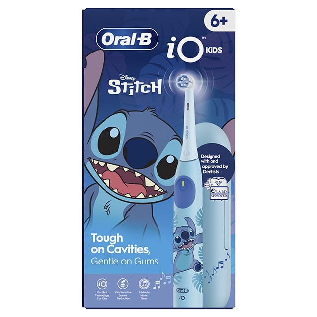 Oral-B Promo iO Kids Disney Stitch Επαναφορτιζόμενη Ηλεκτρική Οδοντόβουρτσα 1τμχ, Κεφαλή Οδοντόβουρτσας 1τμχ & Θήκη Ταξιδίου 1τμχ από 6+ ετών